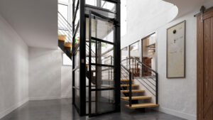 A residential vacuum elevator